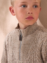 Angel & Rocket Natural Connor Cable Zip Neck Jumper - Image 3 of 5