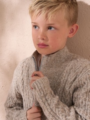 Angel & Rocket Natural Connor Cable Zip Neck Jumper - Image 4 of 5