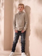 Angel & Rocket Natural Connor Cable Zip Neck Jumper - Image 5 of 5