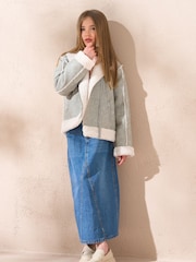Angel & Rocket Grey Halle Faux Leather Jacket With Faux Fur Lining - Image 3 of 3