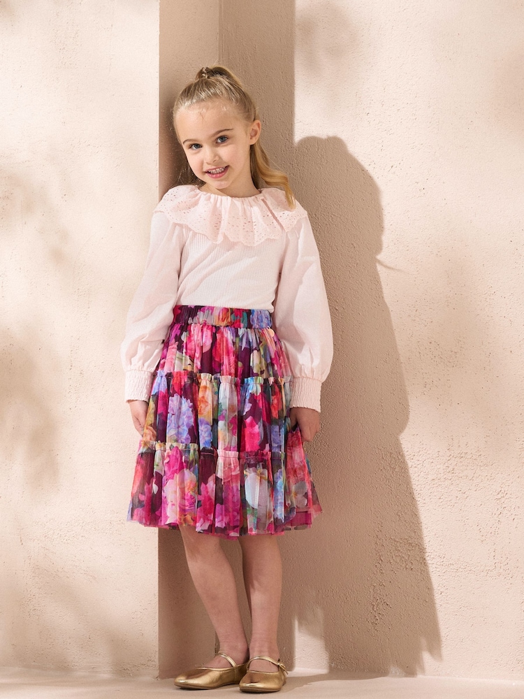 Angel & Rocket Pink Alessia Floral Mesh Skirt - Image 2 of 4