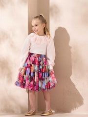 Angel & Rocket Pink Alessia Floral Mesh Skirt - Image 4 of 4