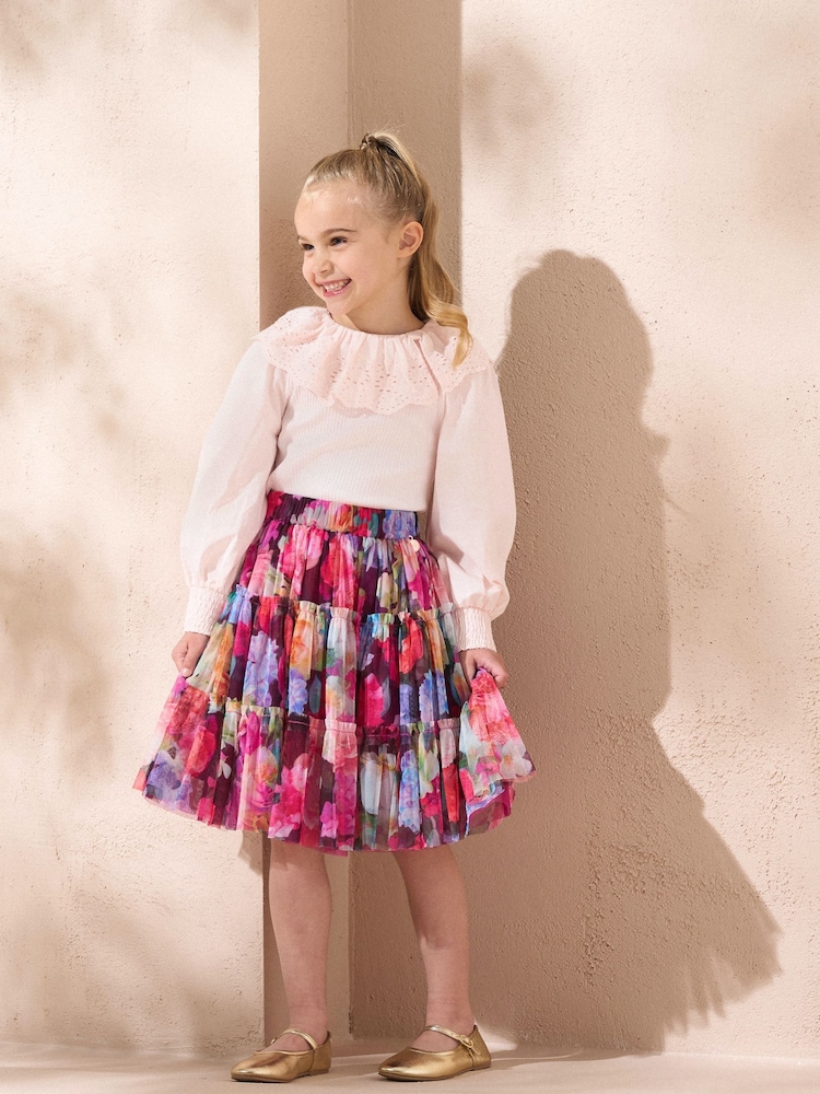 Angel & Rocket Pink Alessia Floral Mesh Skirt - Image 4 of 4