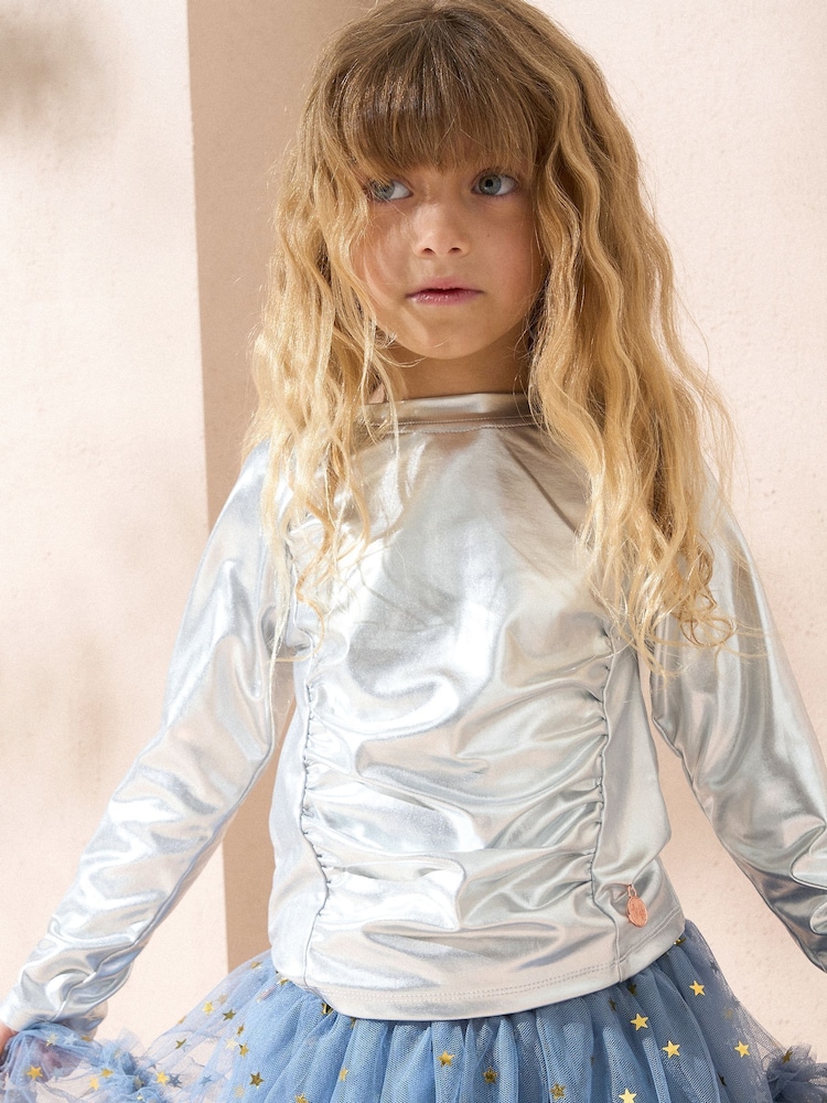 Angel & Rocket Silver Maya Long Sleeve 100% Cotton T-Shirt - Image 1 of 3 Angel & Rocket Silver Maya Long Sleeve 100% Cotton T-Shirt - Image 1 of 3