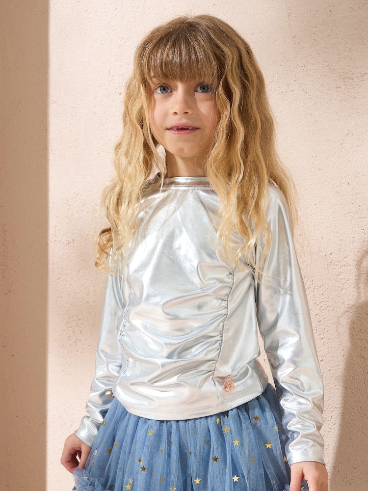 Angel & Rocket Silver Maya Long Sleeve 100% Cotton T-Shirt - Image 3 of 3 Angel & Rocket Silver Maya Long Sleeve 100% Cotton T-Shirt - Image 3 of 3