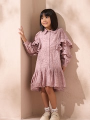 Angel & Rocket Pink Amelie Broderie Shirt 100% Cotton Dress - Image 1 of 5