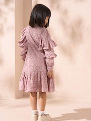 Angel & Rocket Pink Amelie Broderie Shirt 100% Cotton Dress - Image 2 of 5