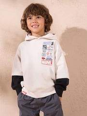 Angel & Rocket Cream Marvel Double Layered Effect 100% Cotton Hoodie - Image 1 of 5
