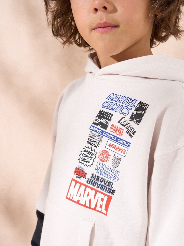 Angel & Rocket Cream Marvel Double Layered Effect 100% Cotton Hoodie - Image 5 of 5