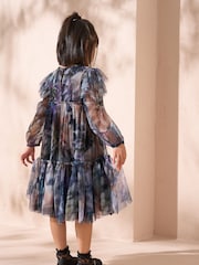 Angel & Rocket Blue Alessia Floral Print Mesh Dress - Image 3 of 5