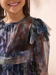 Angel & Rocket Blue Alessia Floral Print Mesh Dress - Image 4 of 5