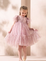Angel & Rocket Pink Hallie Star Print Mesh Dress - Image 2 of 3