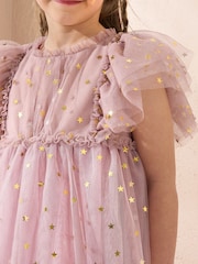 Angel & Rocket Pink Hallie Star Print Mesh Dress - Image 3 of 3