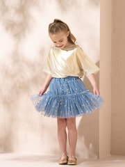 Angel & Rocket Blue Cora Mesh Tiered Skirt - Image 3 of 4