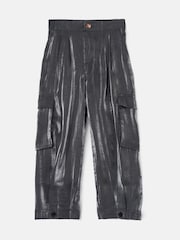 Angel & Rocket Silver Vivienne Hammered Satin Cargo Trousers - Image 3 of 4