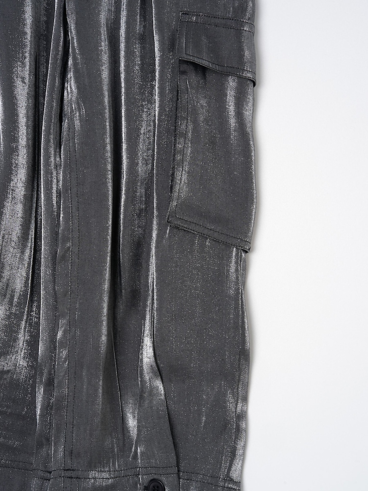 Angel & Rocket Silver Vivienne Hammered Satin Cargo Trousers - Image 4 of 4 Angel & Rocket Silver Vivienne Hammered Satin Cargo Trousers - Image 4 of 4