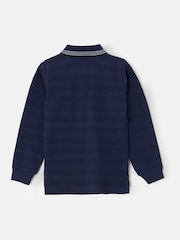 Angel & Rocket Blue Caleb Textured Stripe 100% Cotton Polo Shirt - Image 5 of 6