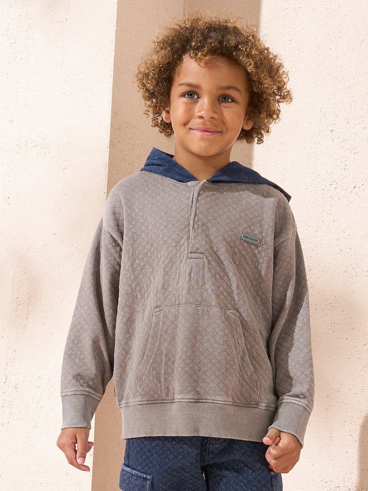 Angel & Rocket Grey Banksy Washed Textured Hoodie - Image 1 of 5