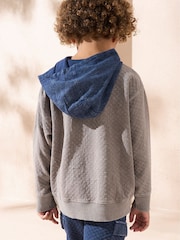 Angel & Rocket Grey Banksy Washed Textured Hoodie - Image 2 of 5