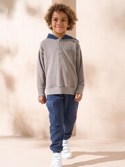 Angel & Rocket Grey Banksy Washed Textured Hoodie - Image 3 of 5