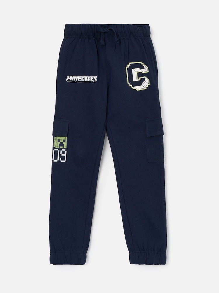 Angel & Rocket Blue Minecraft Woven Pocket Cargo 100% Cotton Joggers - Image 3 of 5
