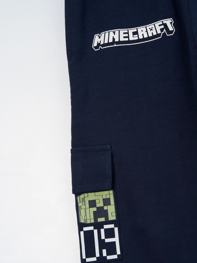 Angel & Rocket Blue Minecraft Woven Pocket Cargo 100% Cotton Joggers - Image 5 of 5