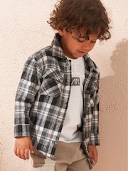 Angel & Rocket Blue Blue Brushed Check 100% Cotton Shacket - Image 1 of 4