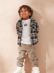 Angel & Rocket Blue Blue Brushed Check 100% Cotton Shacket - Image 2 of 4