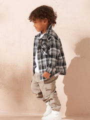 Angel & Rocket Blue Blue Brushed Check 100% Cotton Shacket - Image 3 of 4