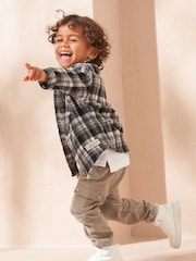 Angel & Rocket Blue Blue Brushed Check 100% Cotton Shacket - Image 4 of 4