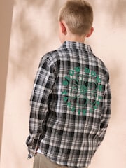 Angel & Rocket Black Black Hayden Brushed Check 100% Cotton Shacket - Image 2 of 5