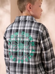 Angel & Rocket Black Black Hayden Brushed Check 100% Cotton Shacket - Image 3 of 5