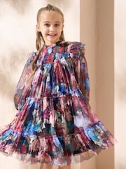 Angel & Rocket Purple Eleanor Floral Mesh Dress - Image 1 of 5