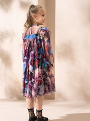 Angel & Rocket Purple Eleanor Floral Mesh Dress - Image 2 of 5