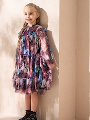 Angel & Rocket Purple Eleanor Floral Mesh Dress - Image 3 of 5