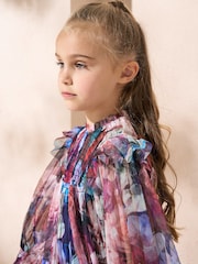 Angel & Rocket Purple Eleanor Floral Mesh Dress - Image 4 of 5