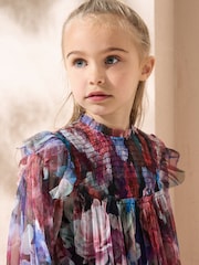 Angel & Rocket Purple Eleanor Floral Mesh Dress - Image 5 of 5