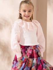 Angel & Rocket Pink Embroidered Collar Rib Top - Image 2 of 5