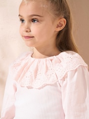 Angel & Rocket Pink Embroidered Collar Rib Top - Image 5 of 5