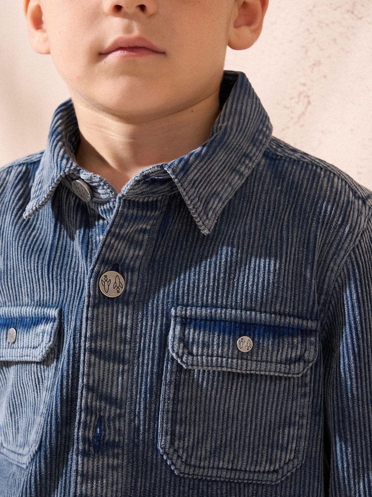 Angel & Rocket Blue Charlie Corduroy 100% Cotton Shirt - Image 4 of 4