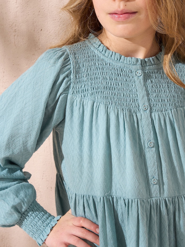 Angel & Rocket Green Ellerie Textured Tiered 100% Cotton Dress - Image 2 of 7