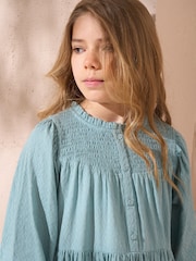 Angel & Rocket Green Ellerie Textured Tiered 100% Cotton Dress - Image 3 of 7