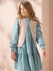Angel & Rocket Green Ellerie Textured Tiered 100% Cotton Dress - Image 4 of 7