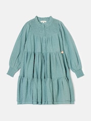 Angel & Rocket Green Ellerie Textured Tiered 100% Cotton Dress - Image 5 of 7