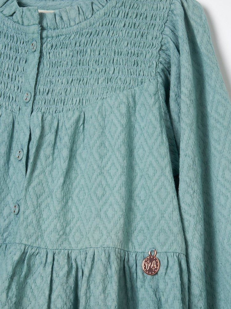 Angel & Rocket Green Ellerie Textured Tiered 100% Cotton Dress - Image 7 of 7
