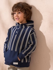 Angel & Rocket Blue Jackson Smart Stripe 100% Cotton Hoodie - Image 2 of 4
