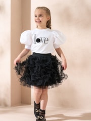 Angel & Rocket White Heidi Woven Puff Sleeve Love T-Shirt - Image 2 of 6