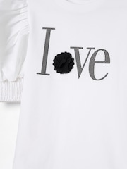 Angel & Rocket White Heidi Woven Puff Sleeve Love T-Shirt - Image 6 of 6