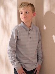 Angel & Rocket Grey Caleb Textured Stripe 100% Cotton Polo Shirt - Image 1 of 7