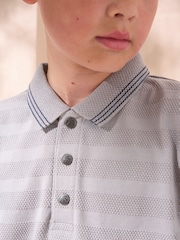 Angel & Rocket Grey Caleb Textured Stripe 100% Cotton Polo Shirt - Image 4 of 7